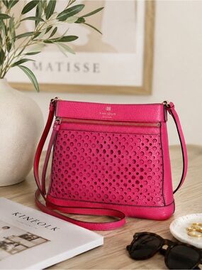 Kate Spade New York Reidy Perri Lane Pink Perforated Leather Crossbody Bag
